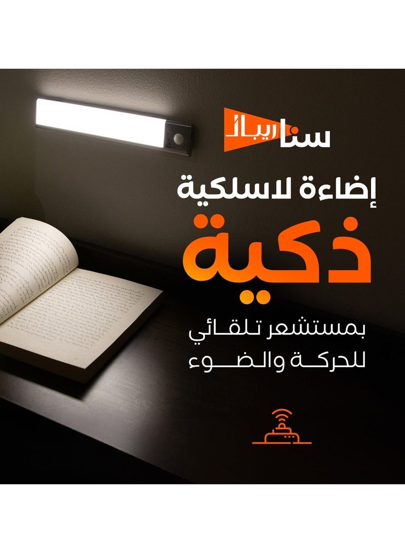 RIBAL ضوء حساس الحركة يعمل تلقائيًا (4 قطع) - ضوء LED لاسلكي ذكي مع سطوع قابل للتعديل وألوان للغرف والمطابخ والخزائن والممرات - مجموعة ضوء تحت الخزانة قابلة لإعادة الشحن بدون سلك - Image 2